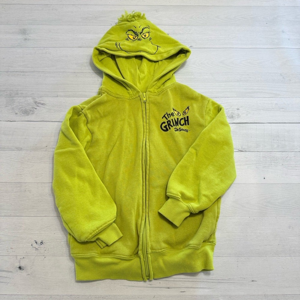The Grinch Dr. Suess kids zip up hooded costume character sweatshirt youth small
